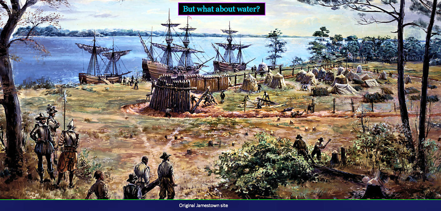 Jamestown unhealthy site, 1609